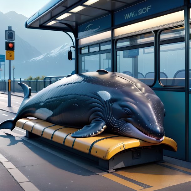 Pic d'un sommeil d'une baleine sur l'arrêt de bus