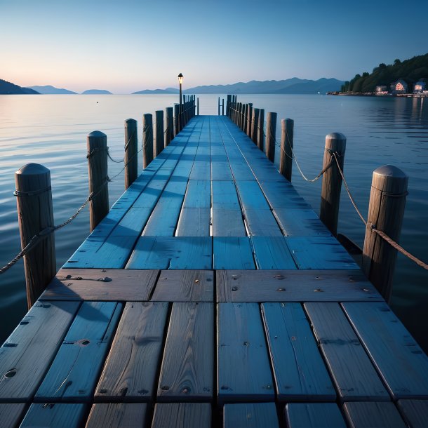 Foto de un muelle azul