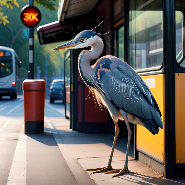 Image of a drinking of a heron on the bus stop