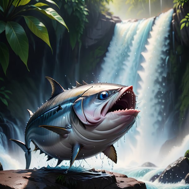 Photo of a crying of a tuna in the waterfall