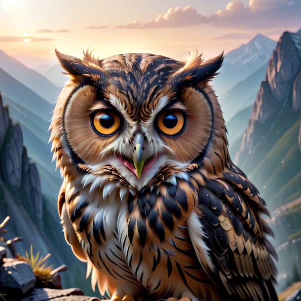 Picture of a crying of a owl in the mountains