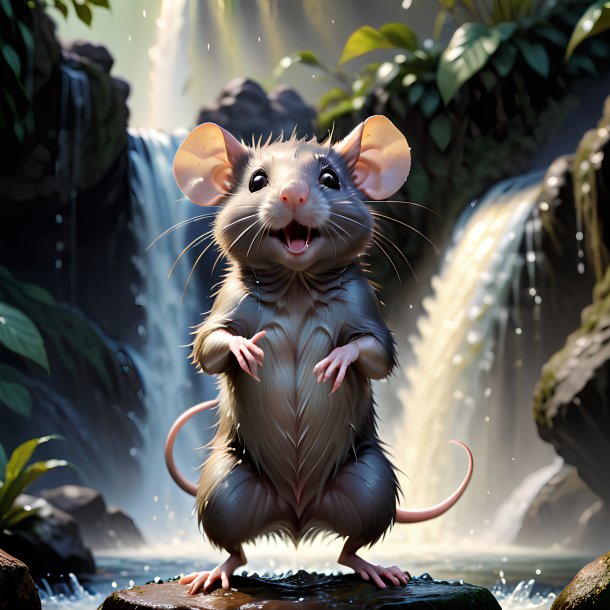 Image of a dancing of a rat in the waterfall