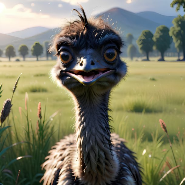 Pic of a crying of a emu in the meadow