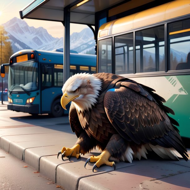 Image d'un sommeil d'aigle sur l'arrêt de bus