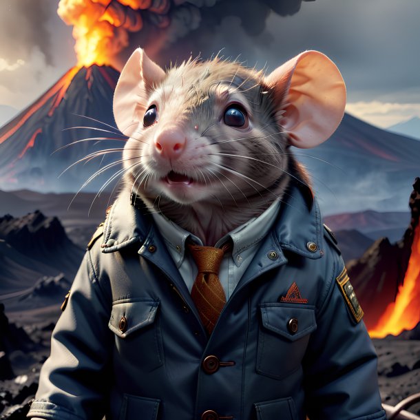 Pic d'un rat dans une veste dans le volcan