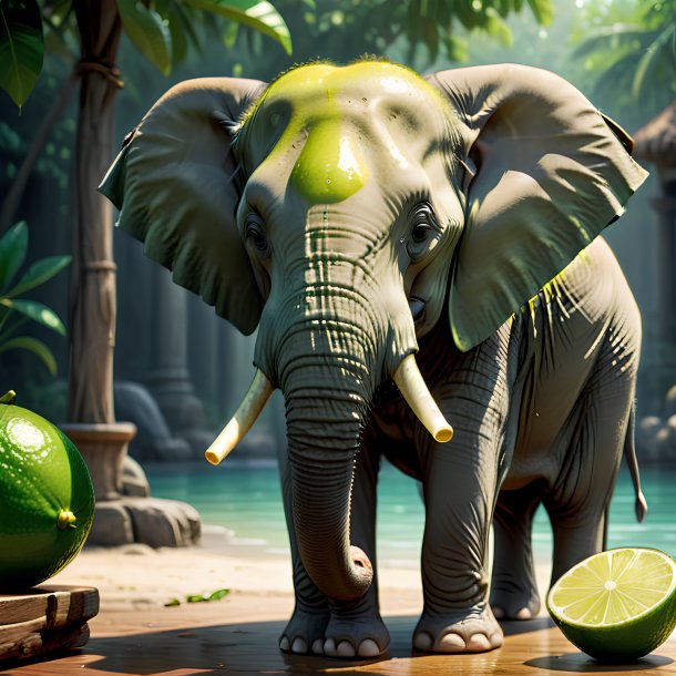 Image of a lime drinking elephant