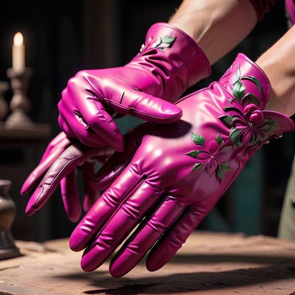 Image d'un gants fuchsia d'argile