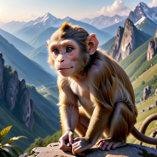 Picture of a playing of a monkey in the mountains