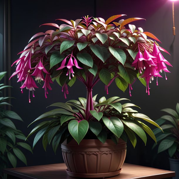 Uma planta guarda-chuva fuchsia