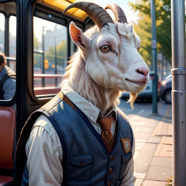 Desenho de uma cabra em um colete no ponto de ônibus