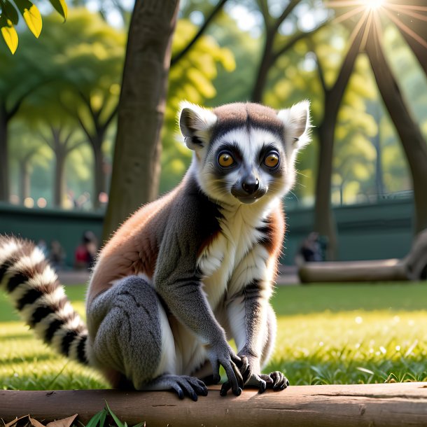 Image of a playing of a lemur in the park