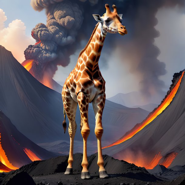 Picture of a giraffe in a trousers in the volcano