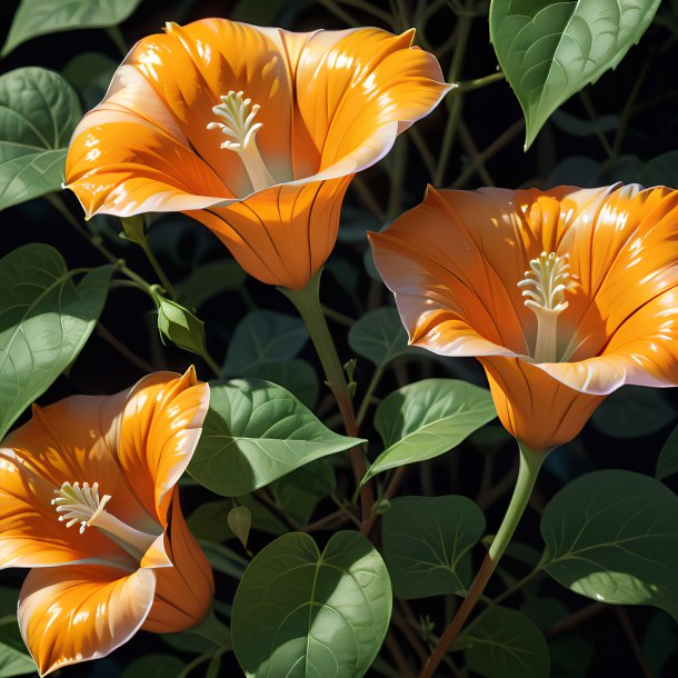 Illustration d'une ipomoea tricolore orange