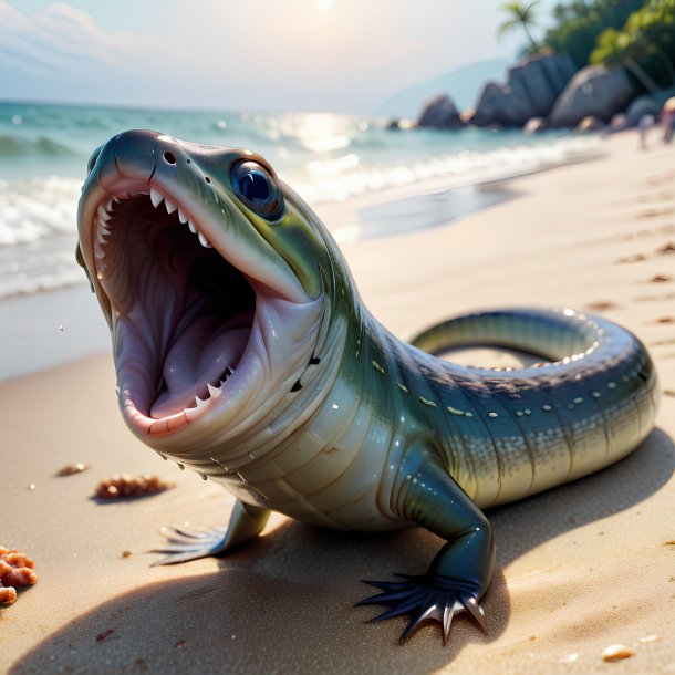 Image of a crying of a eel on the beach