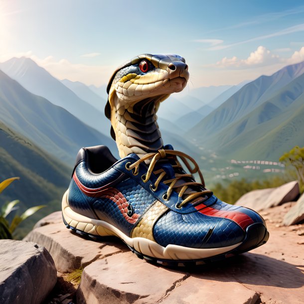 Image of a king cobra in a shoes in the mountains