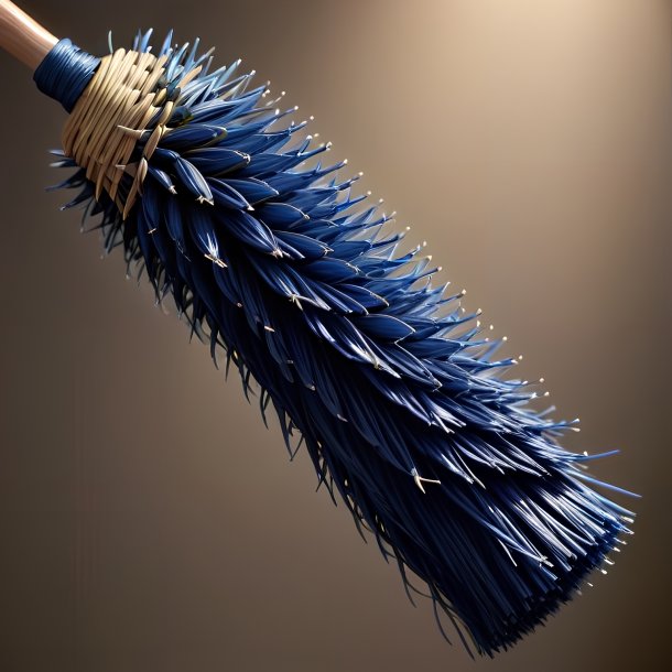 Figure of a navy blue broom, prickly