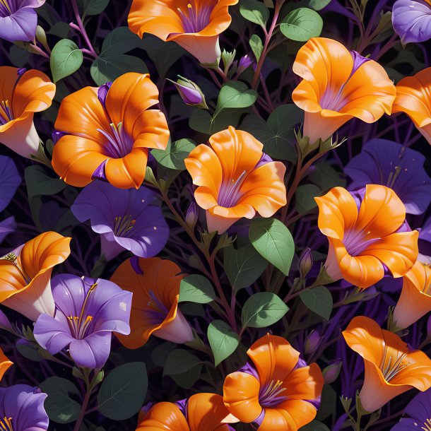 Illustration of a orange bindweed, purple