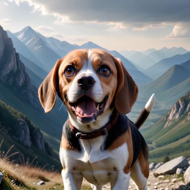 Imagen de una amenaza de un beagle en las montañas