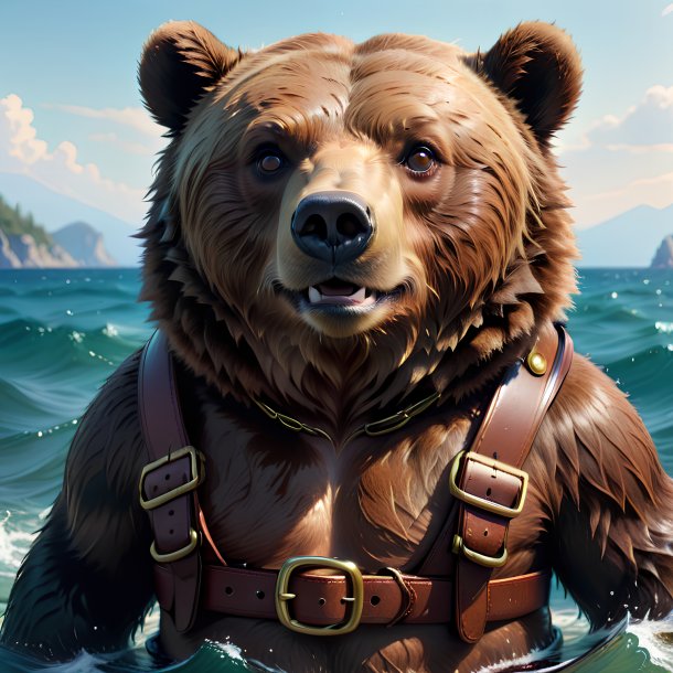 Drawing of a bear in a belt in the sea