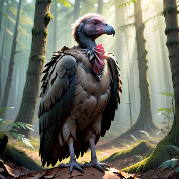 Drawing of a vulture in a coat in the forest