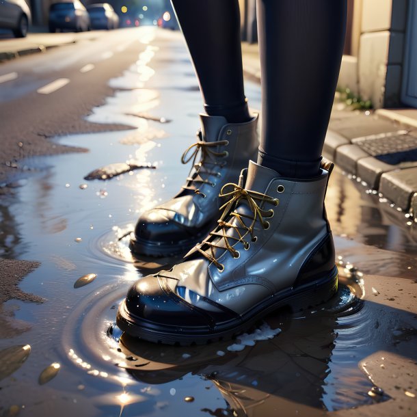 Foto de una sardina en un zapato en el charco