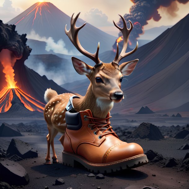 Image d'un cerf dans une chaussure dans le volcan