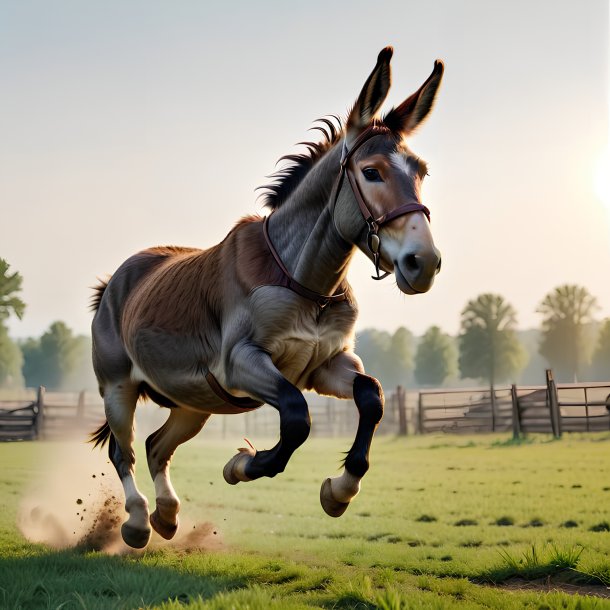 Foto de un salto de una mula en el campo