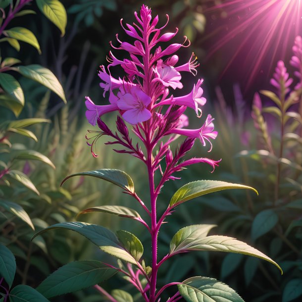 Illustration of a magenta rosebay willowherb