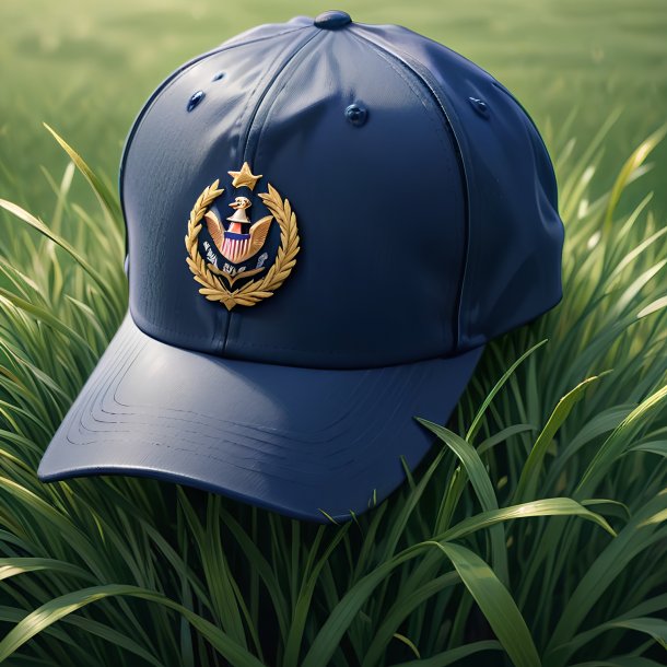 Sketch of a navy blue cap from grass