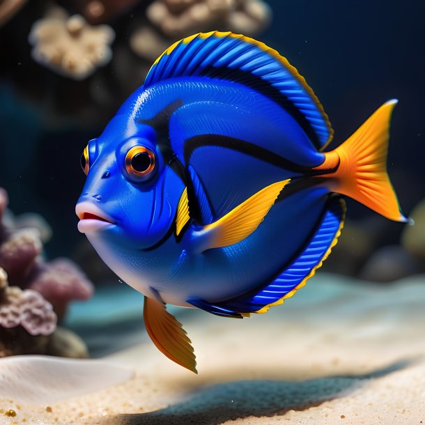 Picture of a blue tang in a orange belt