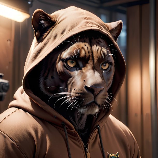 Pic of a panther in a brown hoodie