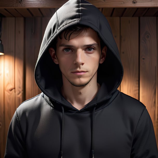 Imagem de um hoodie preto de madeira