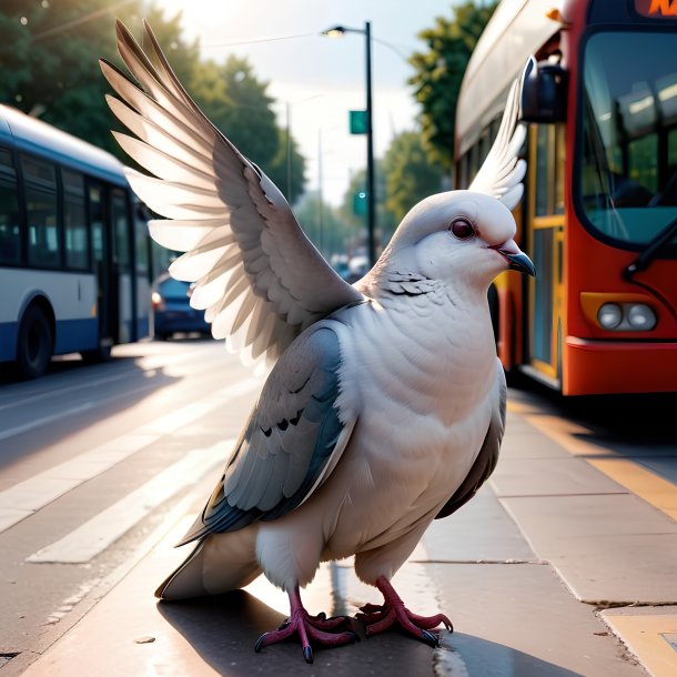 Imagem de uma pomba com raiva no ponto de ônibus