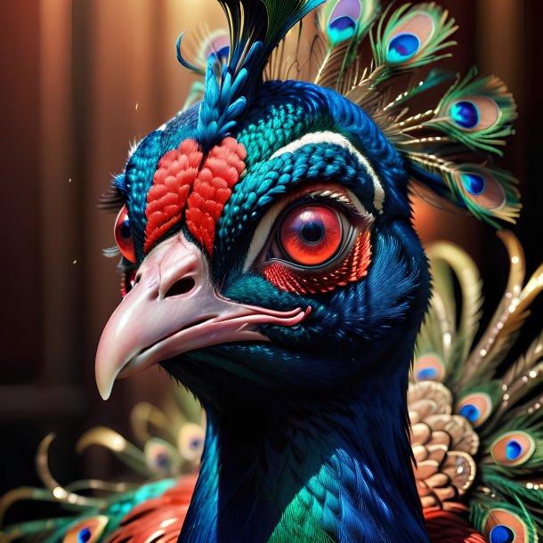 Image of a red crying peacock