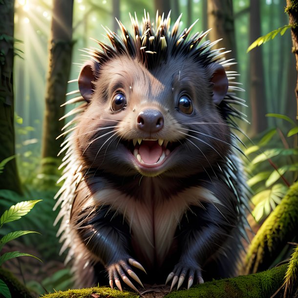 Picture of a smiling of a porcupine in the forest