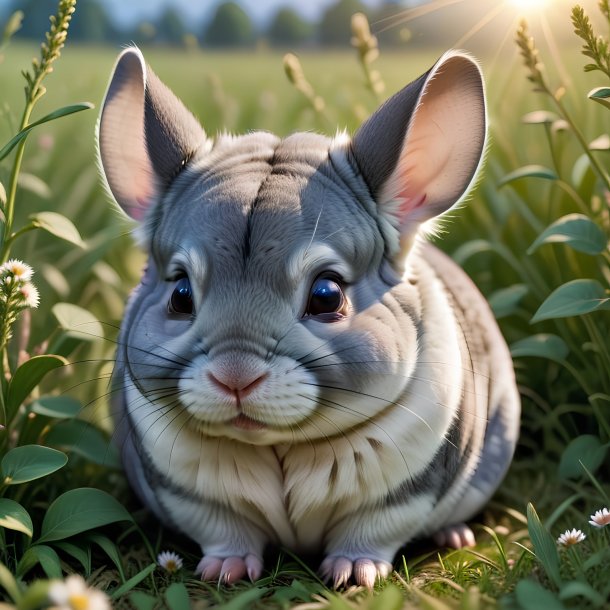 Photo d'un sommeil d'une chinchillas dans la prairie