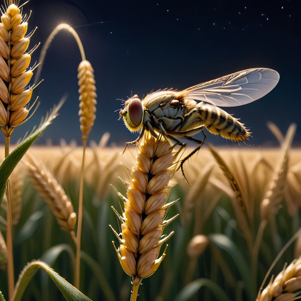 Foto de una mosca de pesca de trigo, floración nocturna