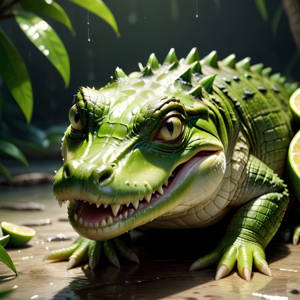 Pic of a lime crying crocodile