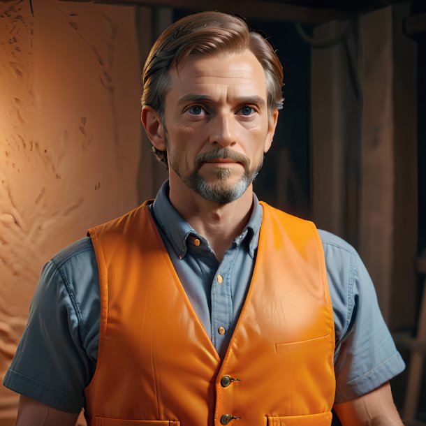 Portrait of a orange vest from clay