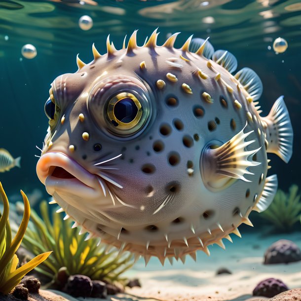 Picture of a swimming of a pufferfish in the park