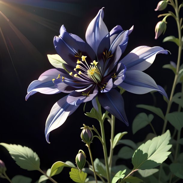 Illustration of a black columbine