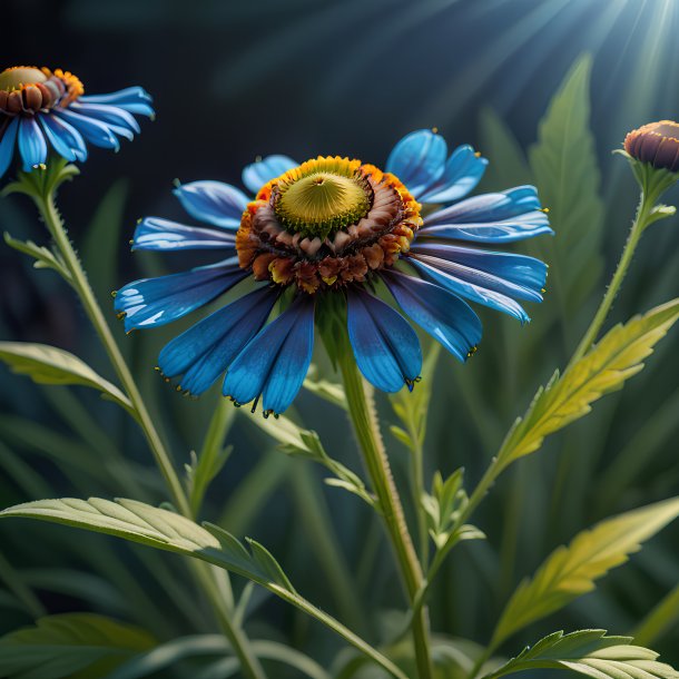 Illustration of a blue helenium, smooth