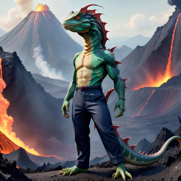 Picture of a basilisk in a trousers in the volcano