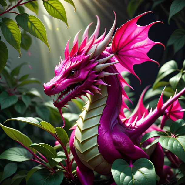 Depiction of a fuchsia dragon-plant