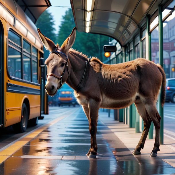 Image of a swimming of a mule on the bus stop