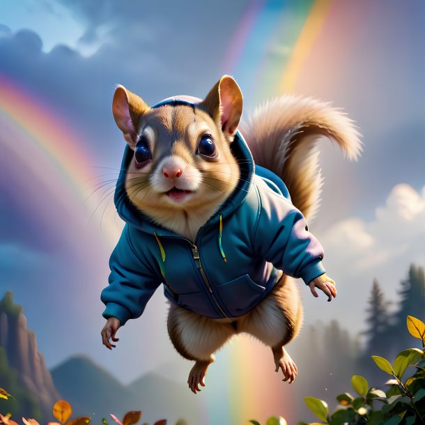 Pic of a flying squirrel in a hoodie on the rainbow