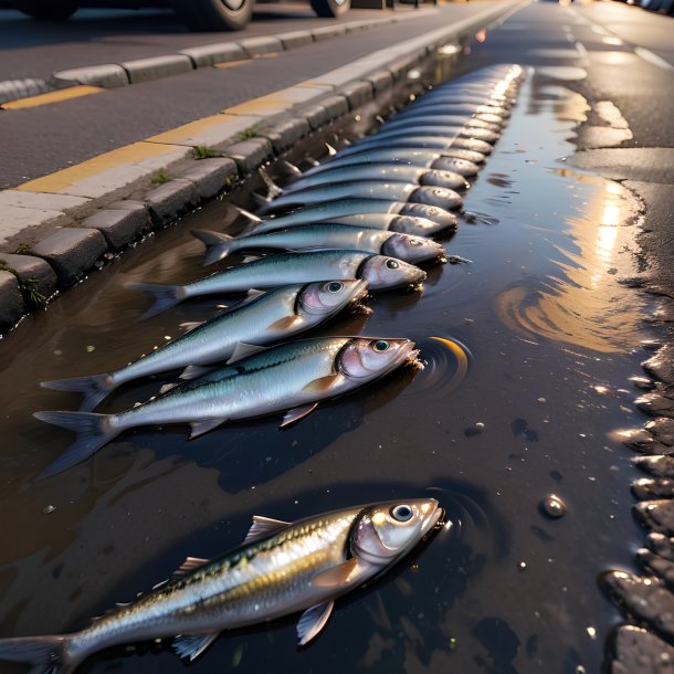 Image d'une attente de sardines dans la flaque