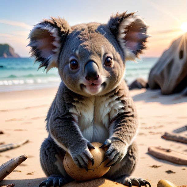 Picture of a playing of a koala on the beach