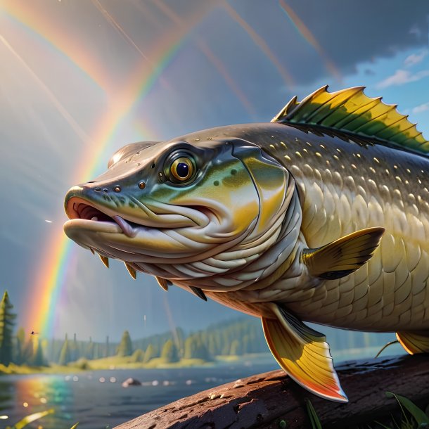 Photo of a waiting of a pike on the rainbow