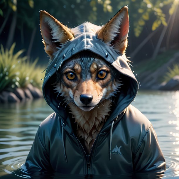 Pic of a jackal in a hoodie in the water